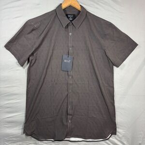 NWT BYLT Premium Basics Riviera Short Sleeve Button Down Shirt Tile Grey Mens XL